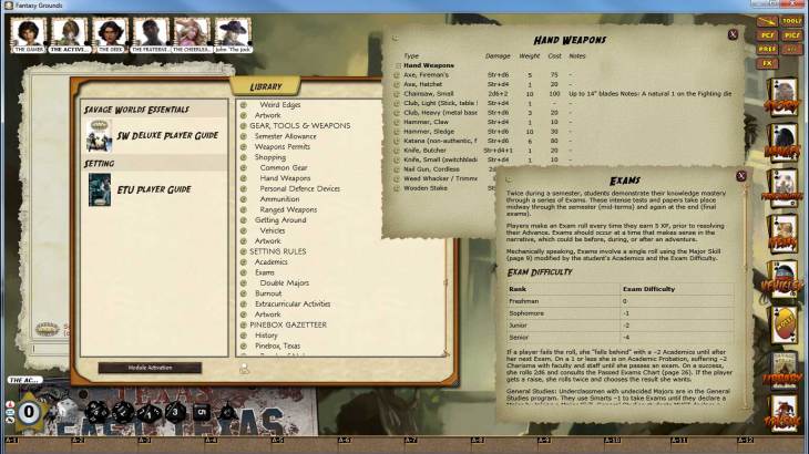Fantasy Grounds - Savage Worlds: ETU - East Texas University - 游戏机迷 | 游戏评测