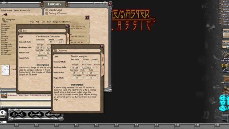 Fantasy Grounds - Rolemaster Classic: Fantasy Weapons - 游戏机迷 | 游戏评测
