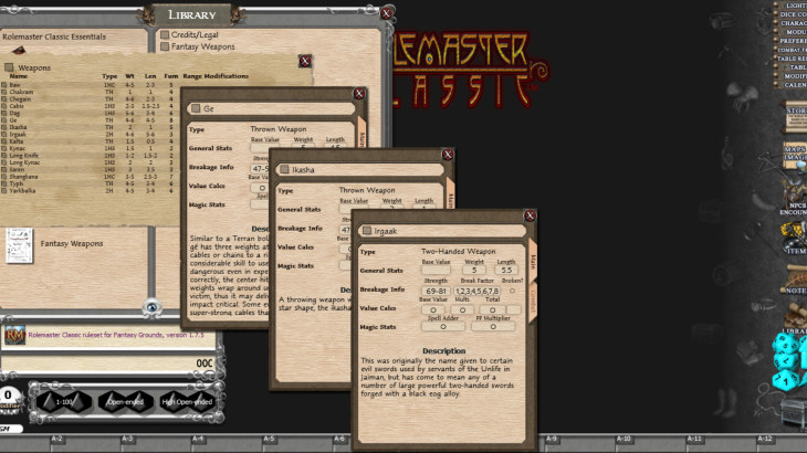 Fantasy Grounds - Rolemaster Classic: Fantasy Weapons - 游戏机迷 | 游戏评测