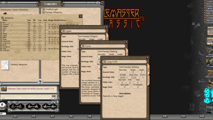 Fantasy Grounds - Rolemaster Classic: Fantasy Weapons - 游戏机迷 | 游戏评测